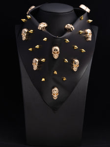 Black Leather with Gold Skulls and Spikes