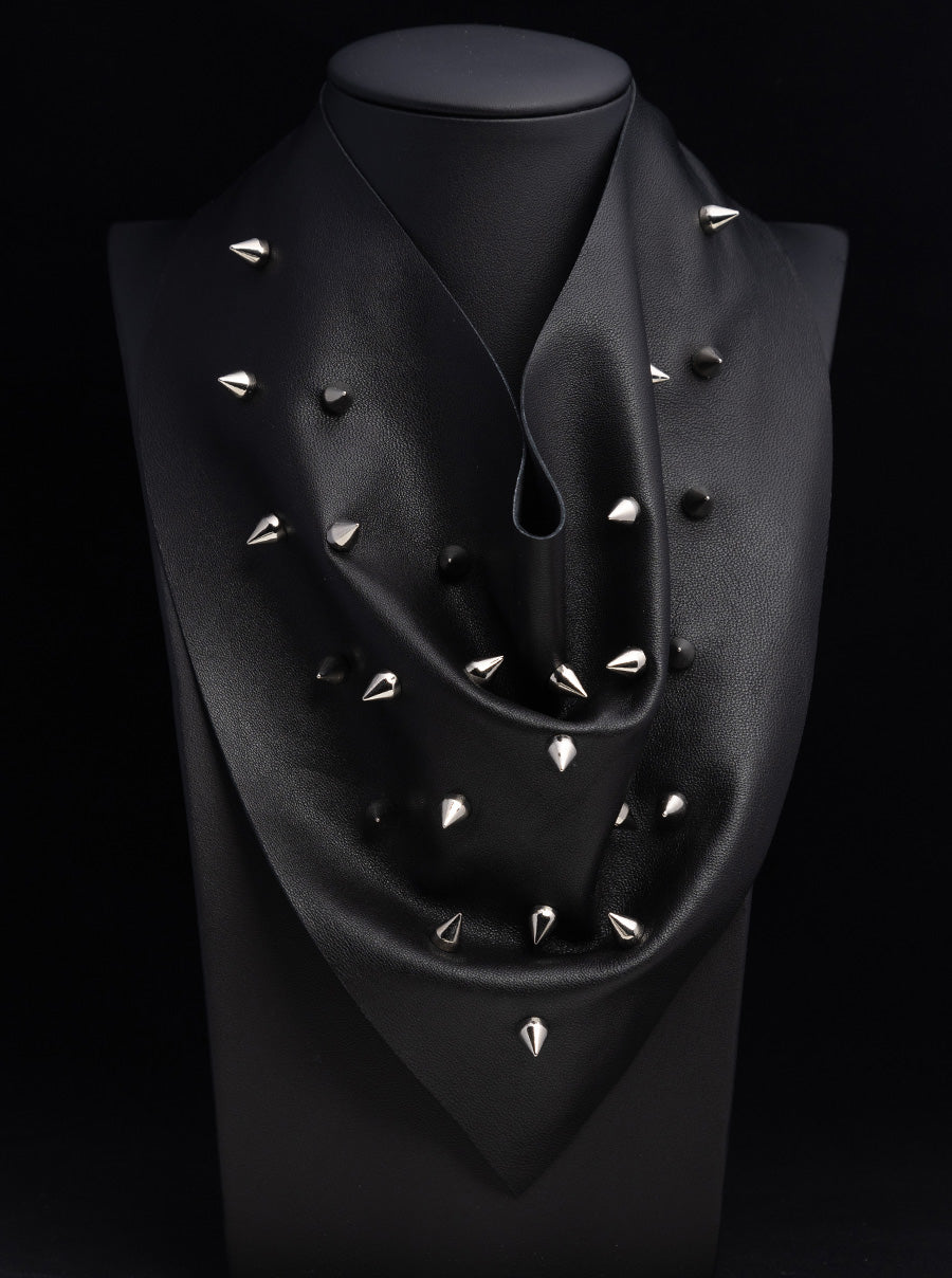 Black Leather with Silver Spikes