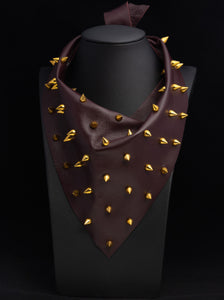 Burgundy Leather with Gold Spikes