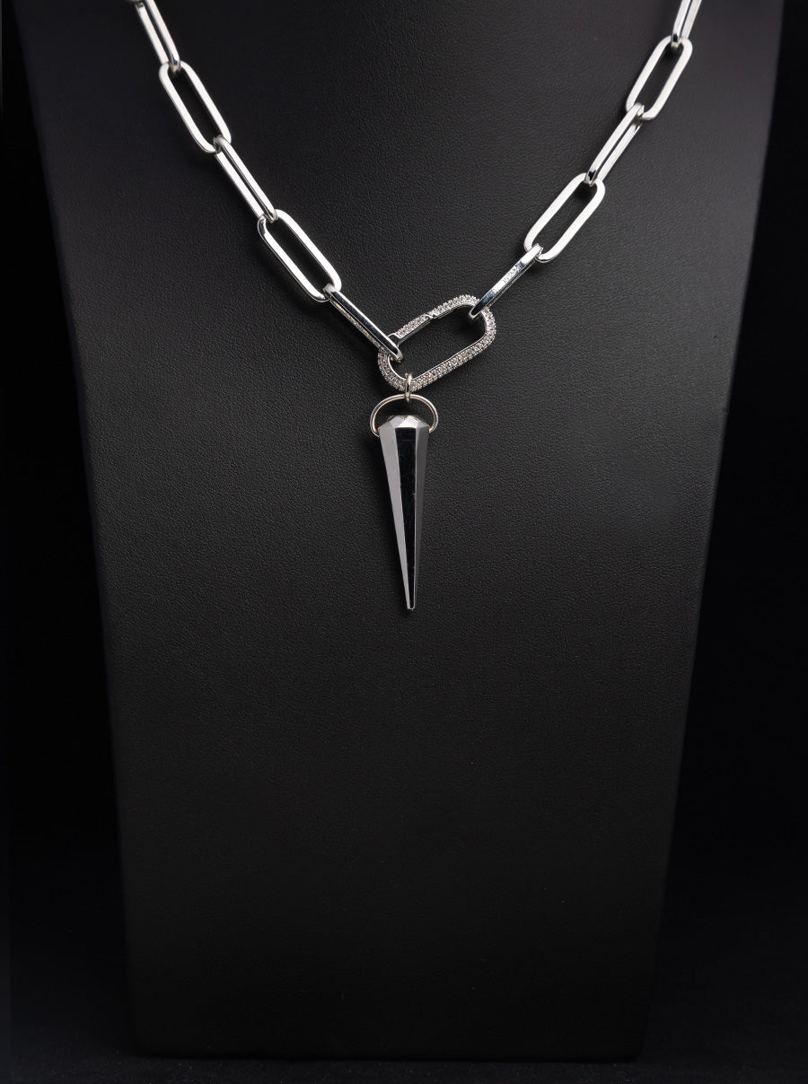 Spike Pave Carabiner Necklace