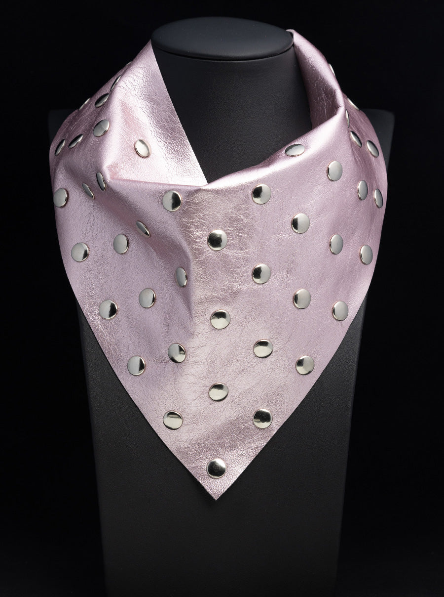 Light Pink Metallic Leather with Silver Rivets