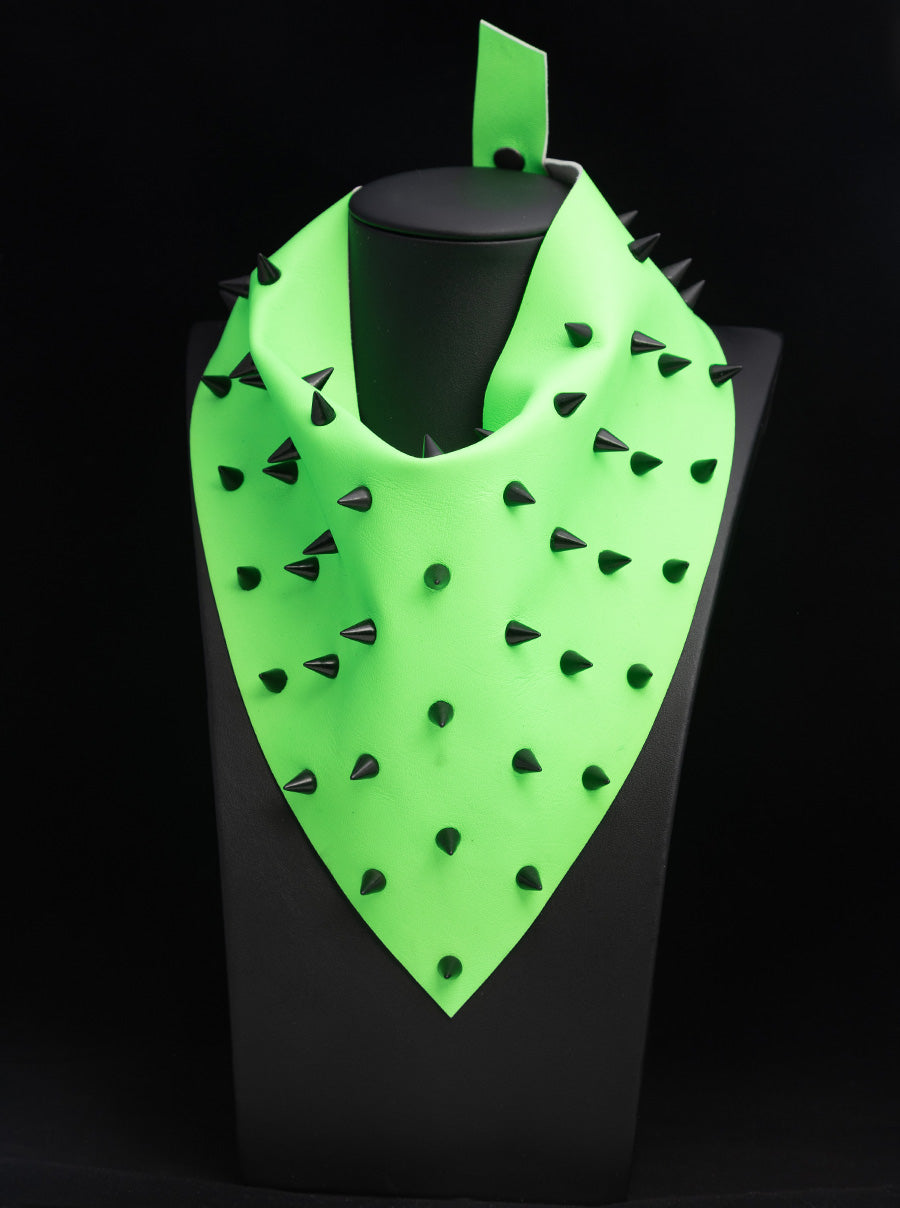 Neon Green Leather with Black Spikes