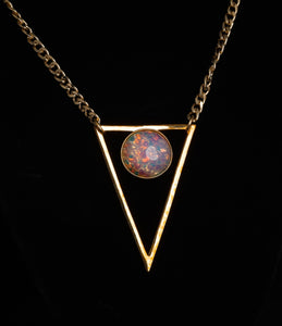 Pink Opal Triangle Necklace