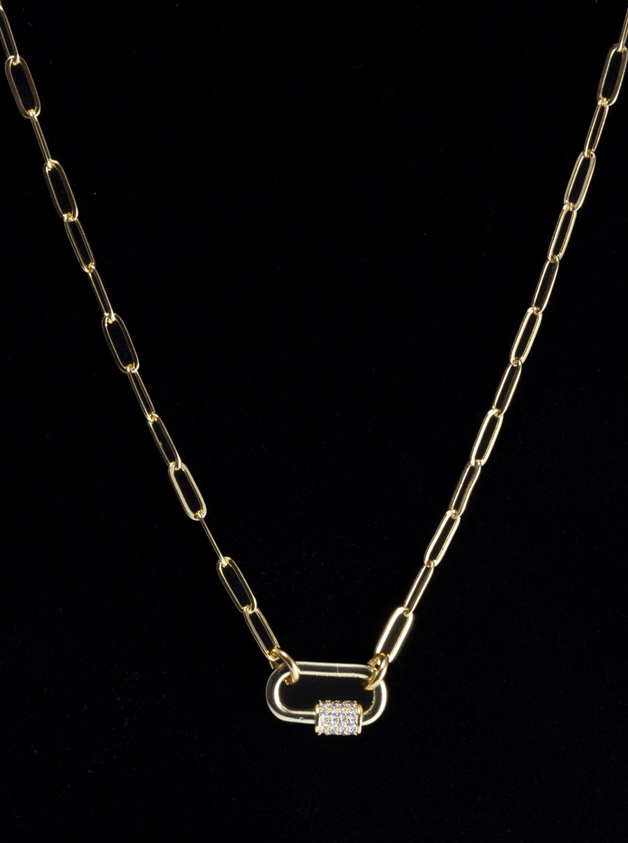 Mini Diamond Spike Carabiner Necklace