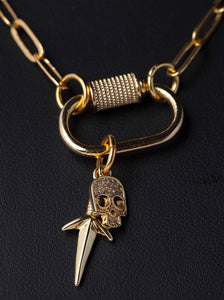Dagger Skull Carabiner Necklace