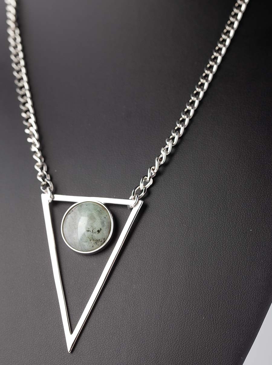 Labradorite Silver Triangle Necklace