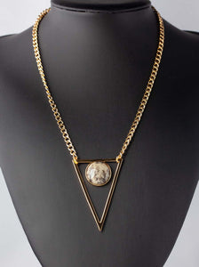Chinese Painting Jasper Gold Triangle Necklace