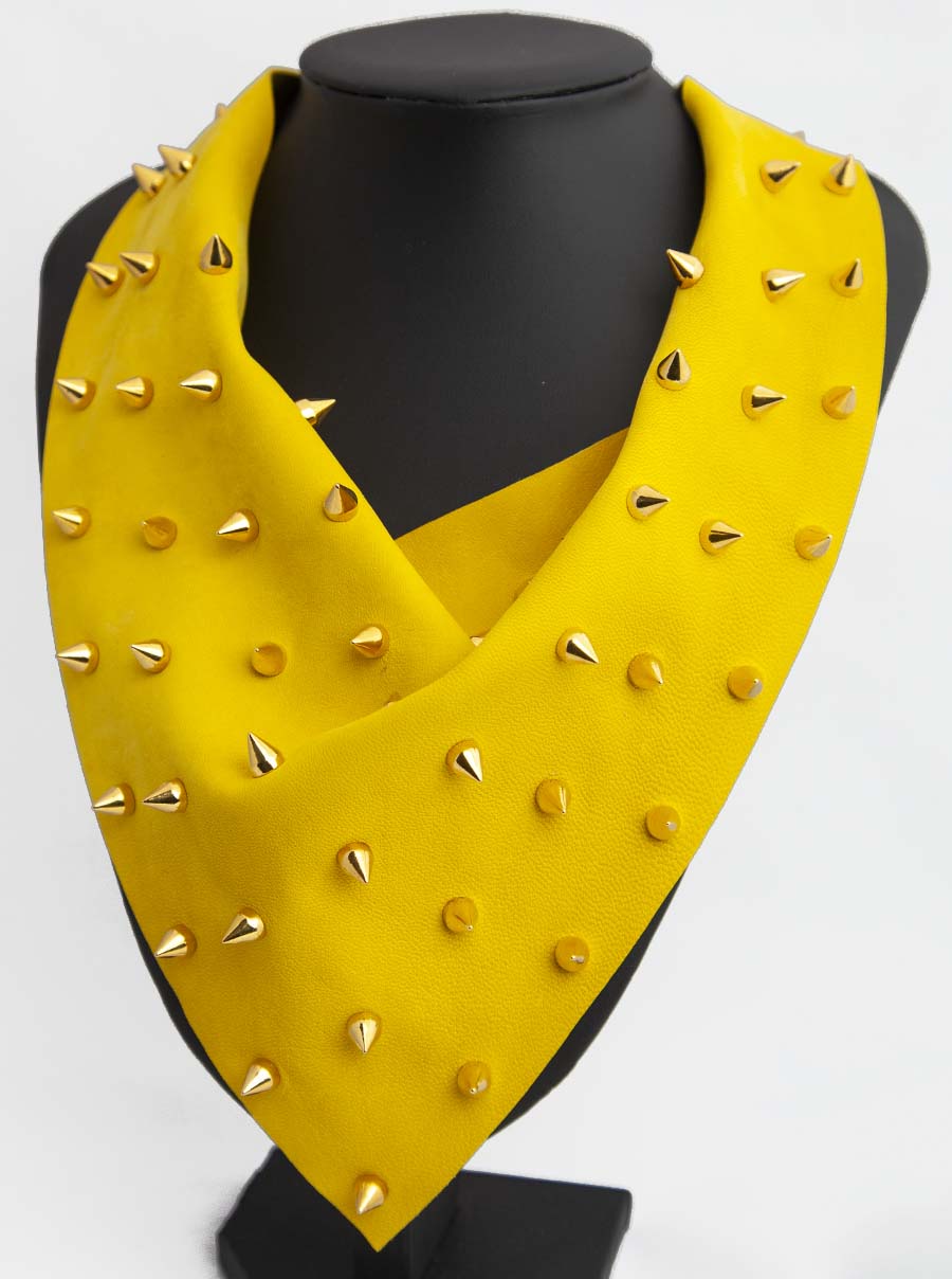 Yellow Suede Glamdana with Gold Spikes